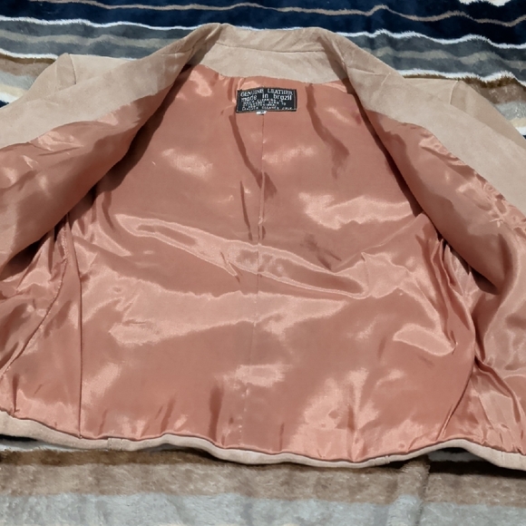 Tan Genuine Leather Blazer Jacket One Button Tailored Women’s XS - Picture 5 of 6